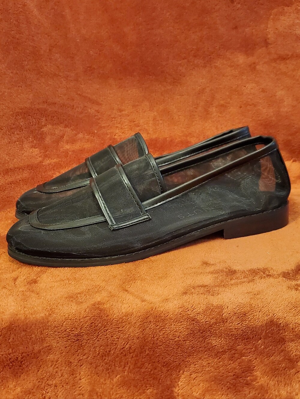 Black Mesh Penny Loafers